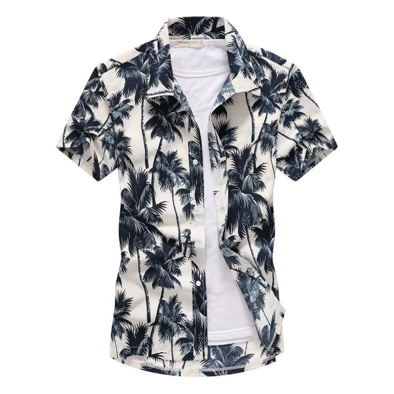 Vintage Hawaiian Floral Shirt - Kemeja kerah kasual Hawai pria musim