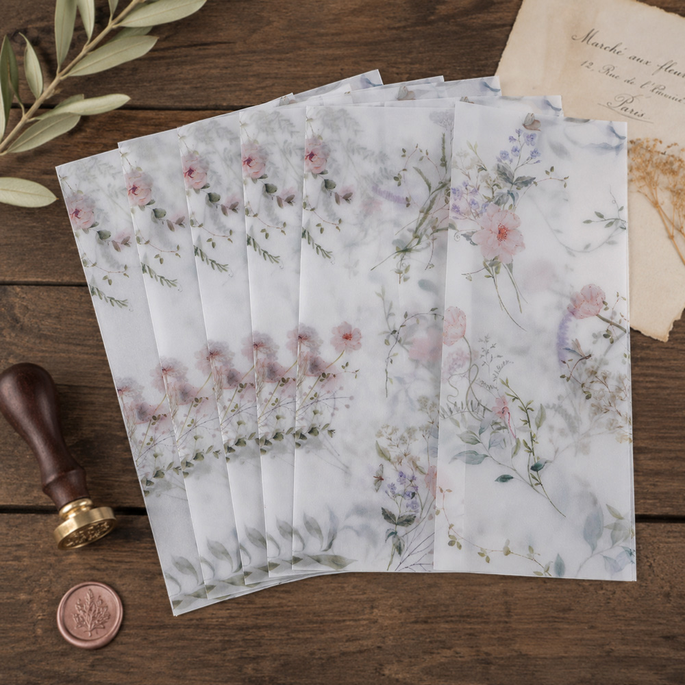 Jackets - 20/50 Buah Pembungkus Vellum dengan Bunga