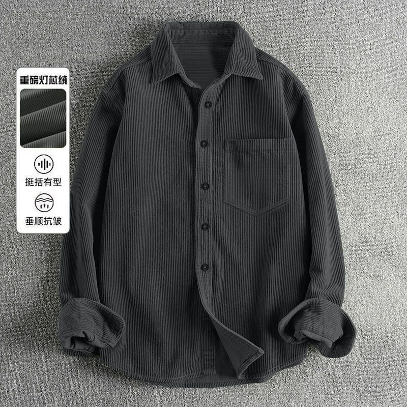Corduroy Button Up Shirt Men - Kemeja Pria Musim Gugur Bahan Corduroy