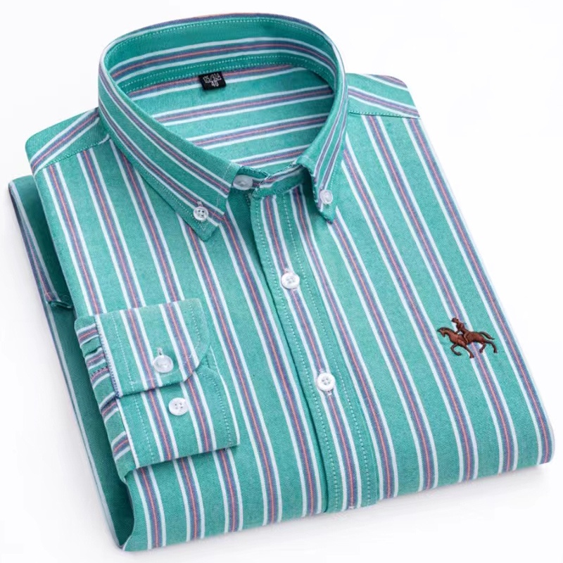 Oxford Cotton Casual Shirt Business - Kemeja lengan panjang pria, kemeja Formal