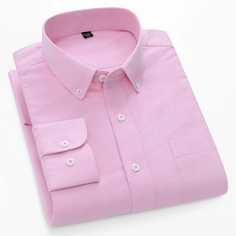 Oxford Cotton Casual Shirt Business - Kemeja lengan panjang pria 100% katun