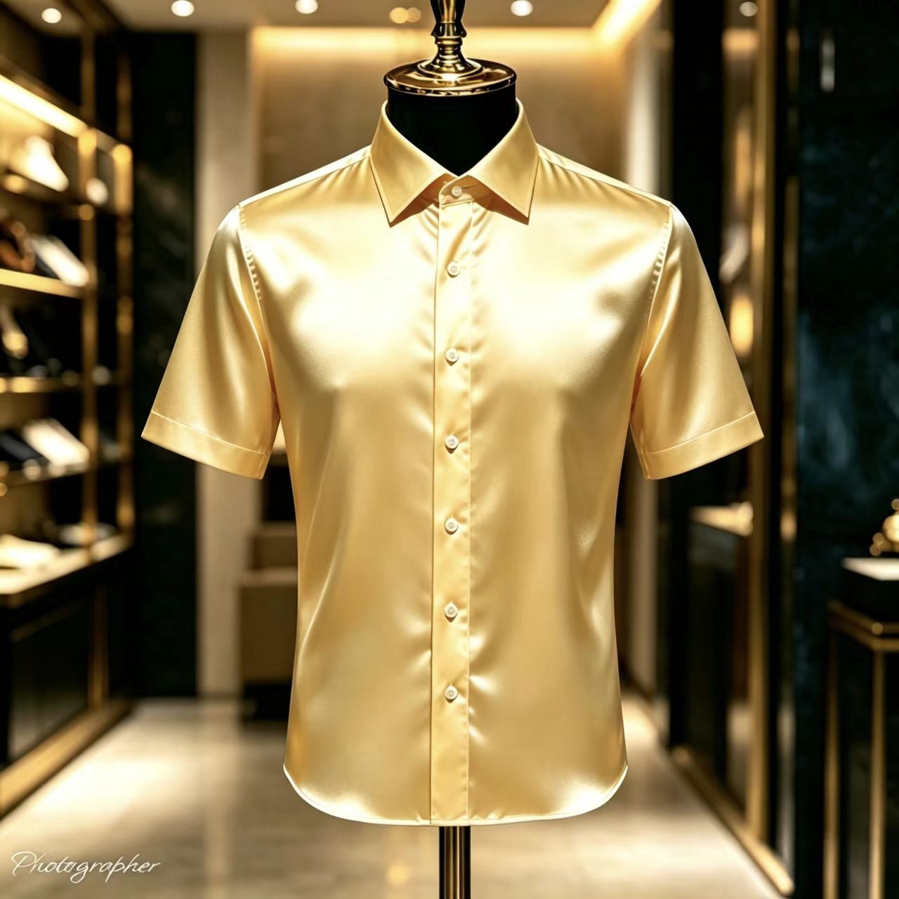 Mens Satin Silk Dress Shirt - Kemeja Pria Lengan Pendek Satin Warna
