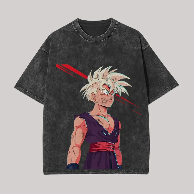 Acid Wash Vintage Graphic T Shirt - Kaos Gohan Dragon Ball Z Anime