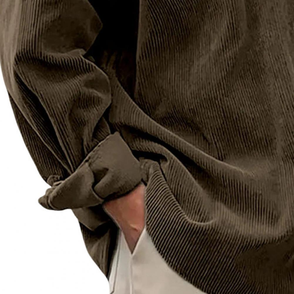 Corduroy Button Up Shirt Men - Kemeja Pria Kasual Outdoor Warna Solid