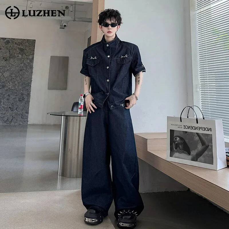 Jeans - LUZHEN Handsome 2026 Setelan Denim Dua