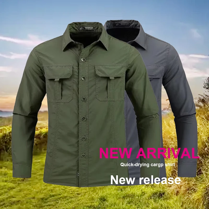 Tactical Military Shirt Cargo - 5XL Kemeja Pria Ringan Cepat Kering