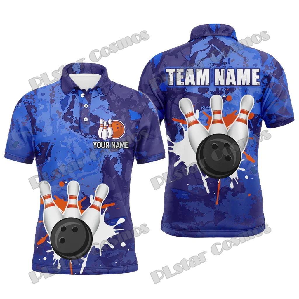 Short Sleeve Bowling Shirt Retro - Kaos Polo Pria Cetak 3D dengan
