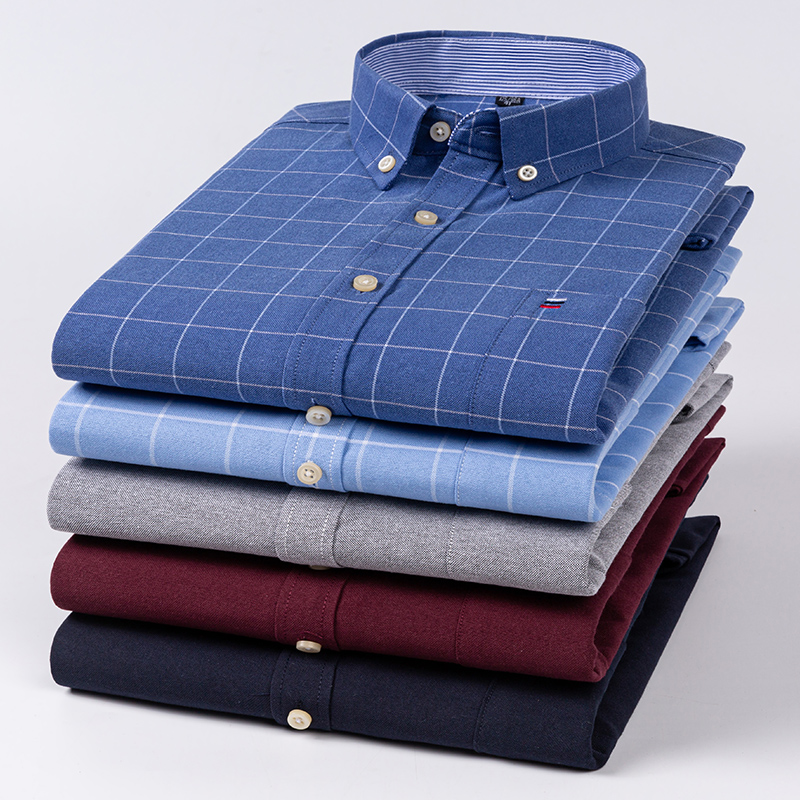 Oxford Cotton Casual Shirt Business - Kemeja Kasual Pria Katun Oxford Garis-garis