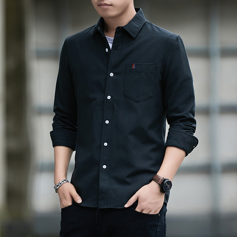 Mens Linen Shirt Long Sleeve - Jaket Olahraga Lengan Panjang Kemeja Linen