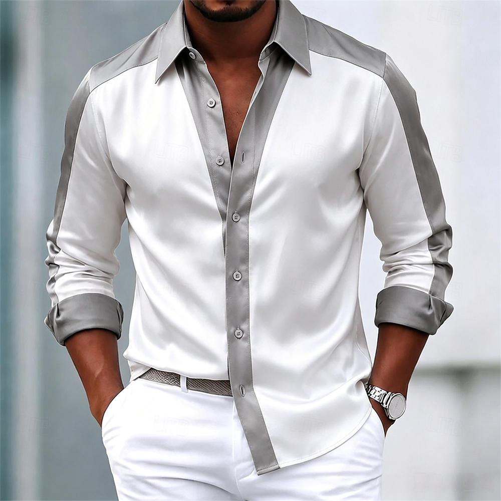 Mens Satin Silk Dress Shirt - Kemeja pria, kemeja satin, kemeja resmi,
