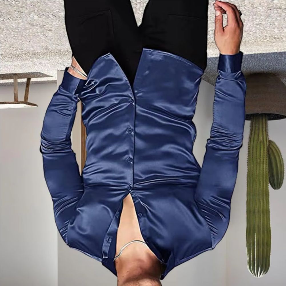 Mens Satin Silk Dress Shirt - Kemeja Pria Bergaya Bahan Satin Seperti