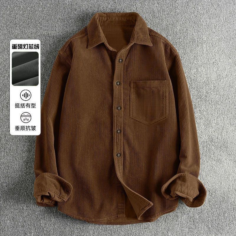 Kemeja Pria Musim Gugur Bahan  - Corduroy Button Up Shirt Men ulasan dan harga