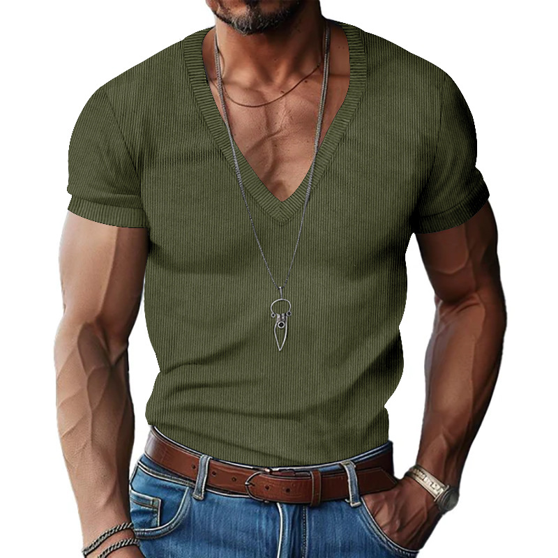 Kaos Pria Corduroy V-Neck Warn - Corduroy Button Up Shirt Men ulasan dan harga