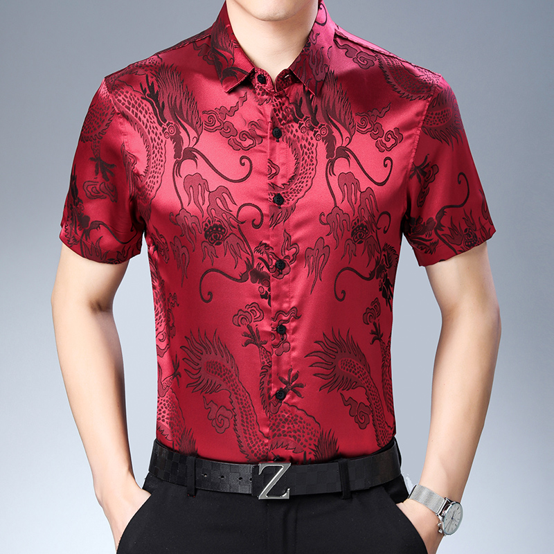 Pria Fashion Pola Sutra Musim  - Mens Satin Silk Dress Shirt ulasan dan harga