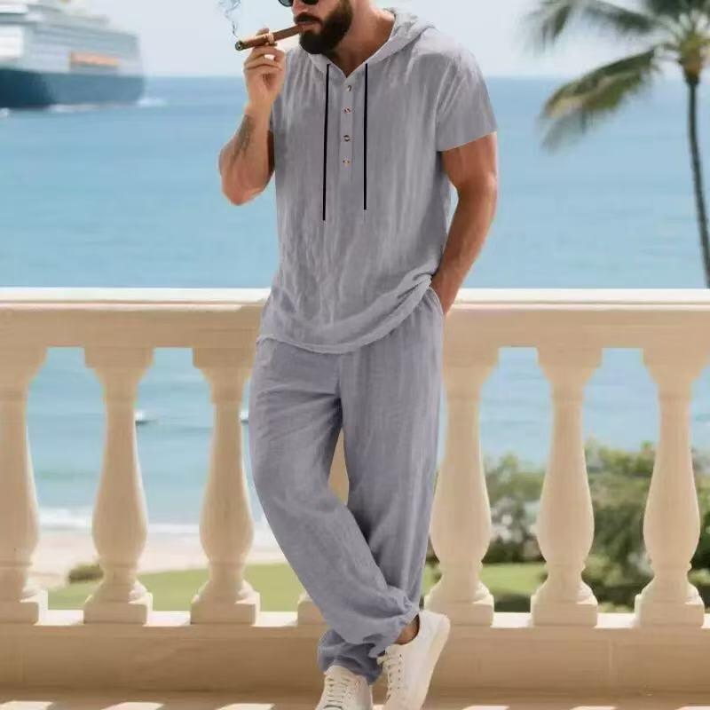 Setelan Dua Potong Kemeja Leng - Mens Linen Shirt Long Sleeve ulasan dan harga