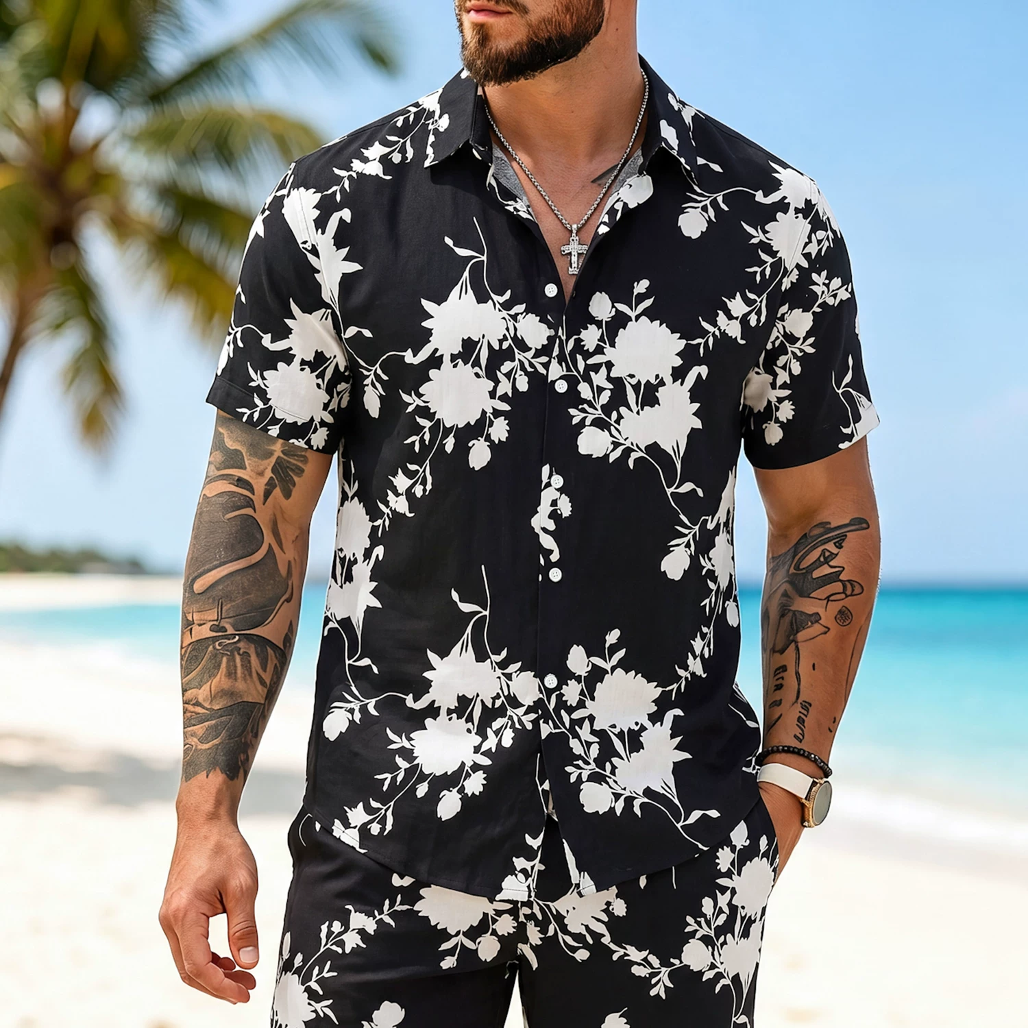 Pakaian Liburan Pria Kemeja Ha - Vintage Hawaiian Floral Shirt ulasan dan harga