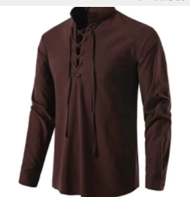 Kemeja Bajak Laut Pria Viking  - Medieval Gothic Lace Up Pirate Shirt ulasan dan harga
