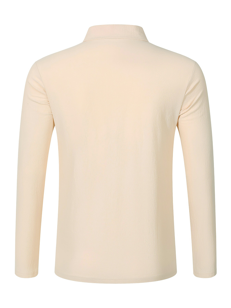 Kemeja Polo Lengan Panjang Cam - Mens Linen Shirt Long Sleeve ulasan dan harga