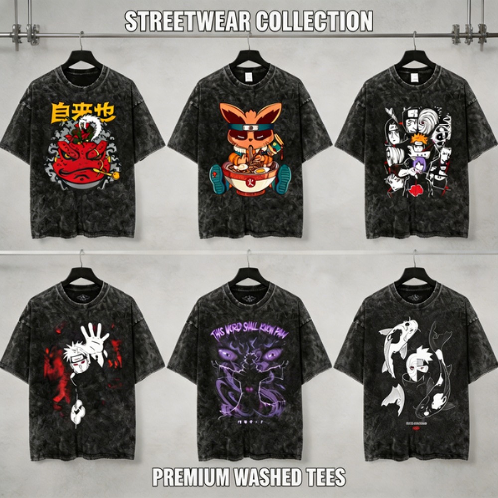 Kaos Naruto Distressed Wash un - Acid Wash Vintage Graphic T Shirt ulasan dan harga