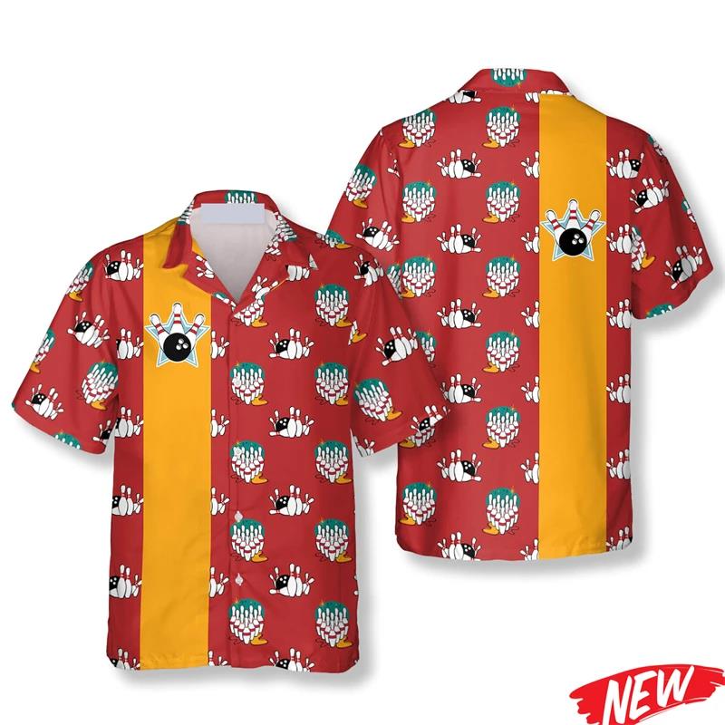 Kemeja Hawaii Pola Bowling Kla - Short Sleeve Bowling Shirt Retro ulasan dan harga