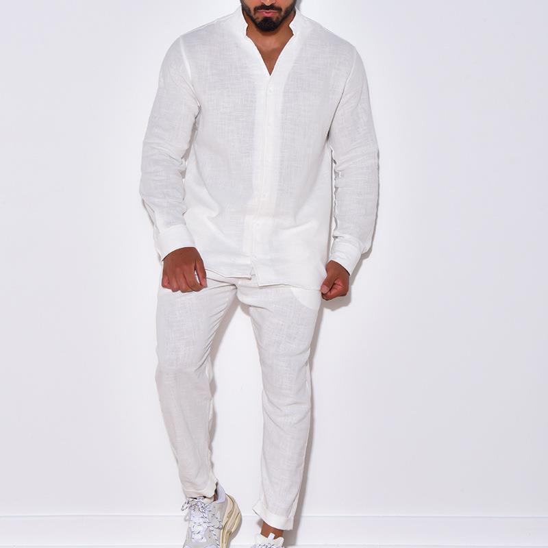 Setelan baju Linen lengan panj - Mens Linen Shirt Long Sleeve ulasan dan harga