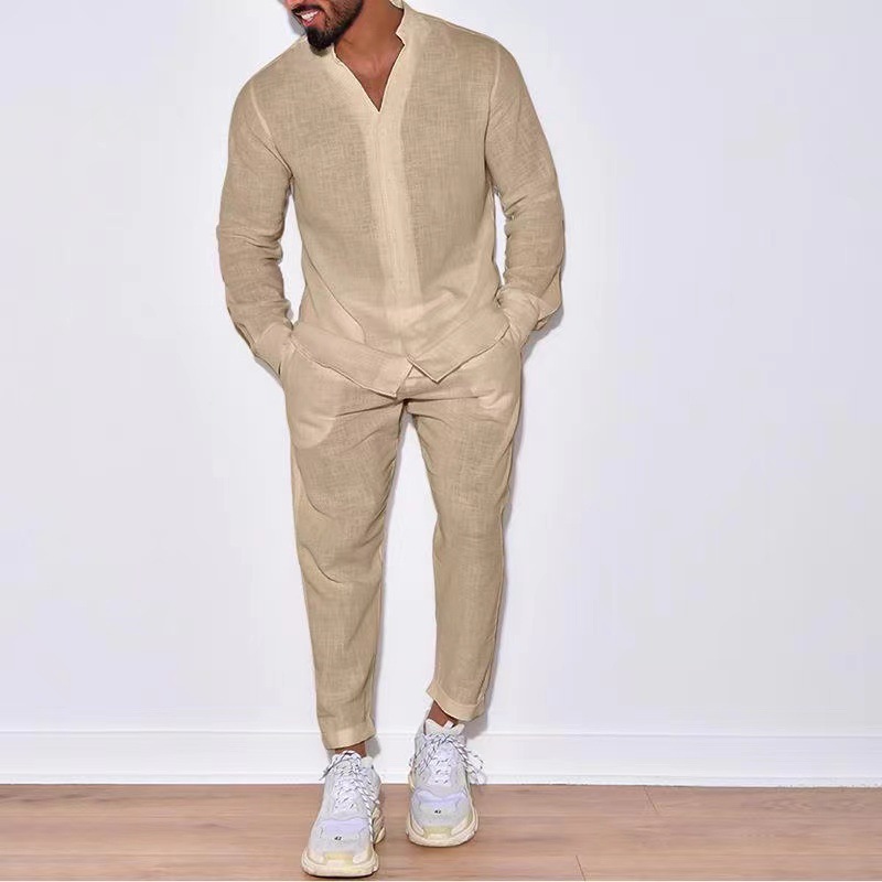 Setelan baju Linen lengan panj - Mens Linen Shirt Long Sleeve ulasan dan harga