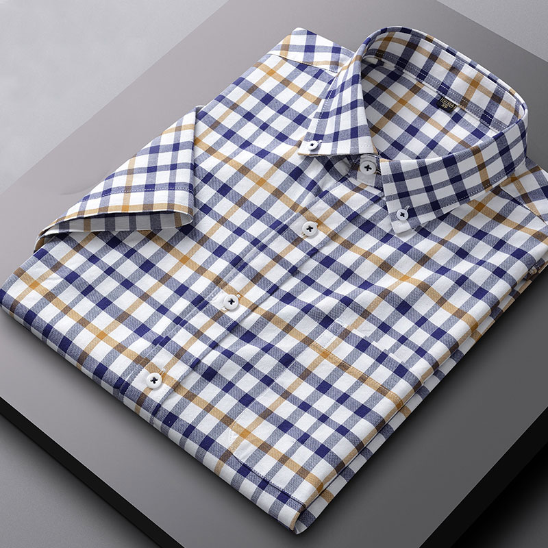 Baju Oxford lengan pendek pria - Oxford Cotton Casual Shirt Business ulasan dan harga