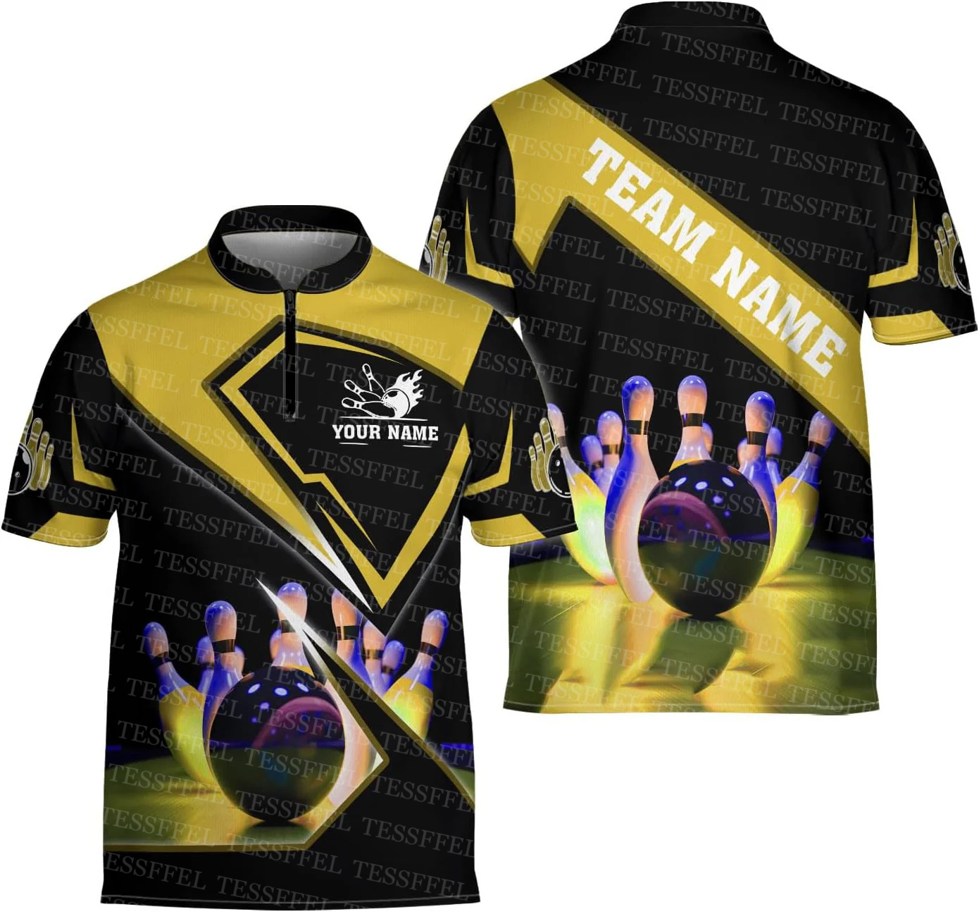 Nama Kustom Graffiti Api Strik - Short Sleeve Bowling Shirt Retro ulasan dan harga
