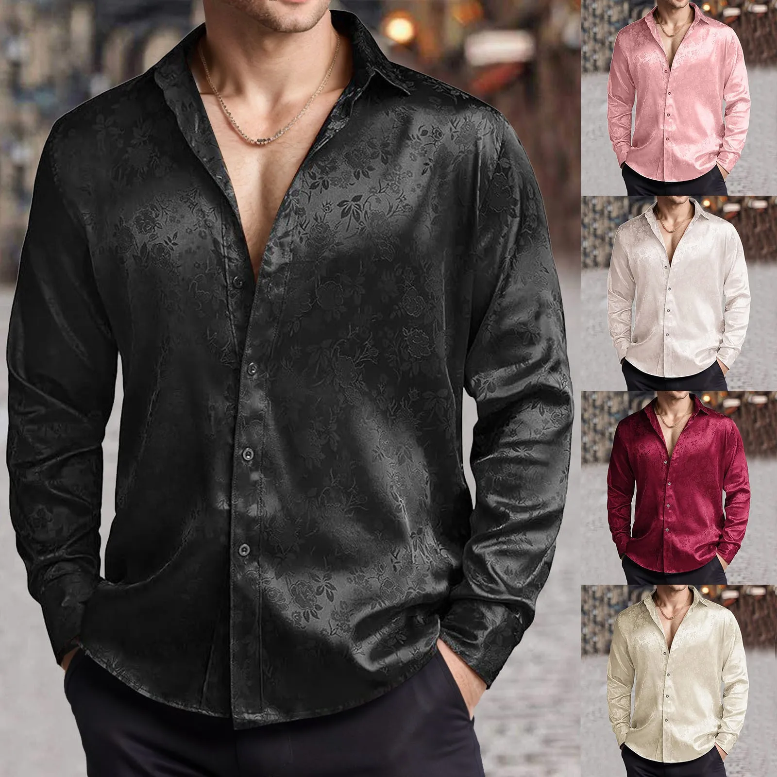 Kemeja Satin Sutra Imitasi Pri - Mens Satin Silk Dress Shirt ulasan dan harga