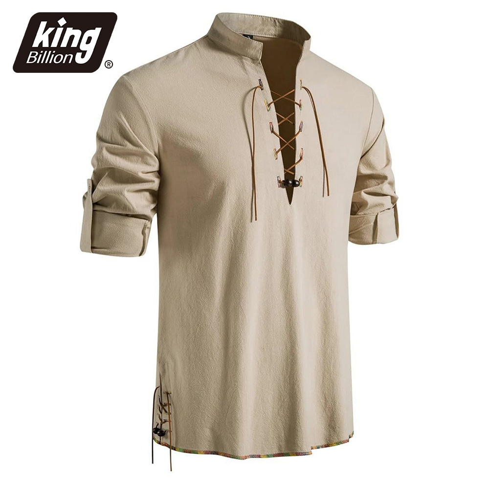 Kemeja Pria Model Henley Neck  - Medieval Gothic Lace Up Pirate Shirt ulasan dan harga