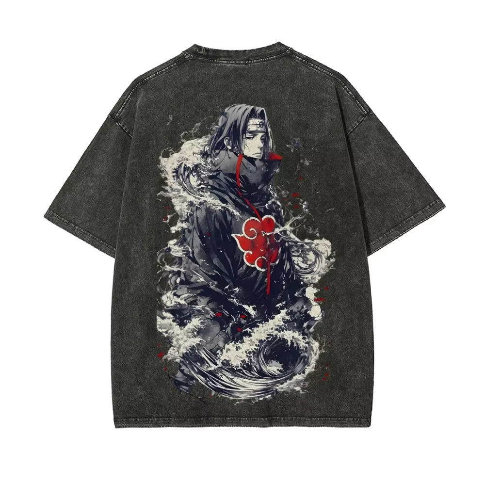 Kaos Naruto Itachi Uchiha BARU - Acid Wash Vintage Graphic T Shirt ulasan dan harga