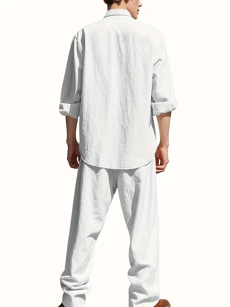 Setelan Jas Linen Putih Pria,  - Mens Linen Shirt Long Sleeve ulasan dan harga
