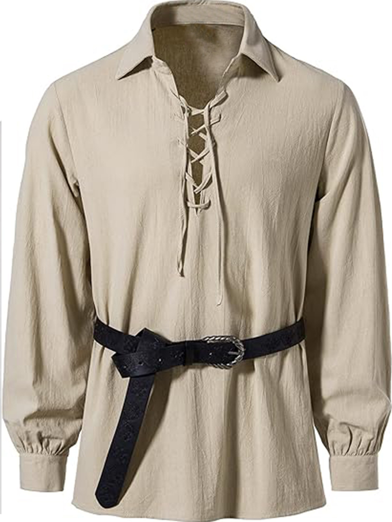 Kemeja Tunik Pria Bergaya Rena - Medieval Gothic Lace Up Pirate Shirt ulasan dan harga