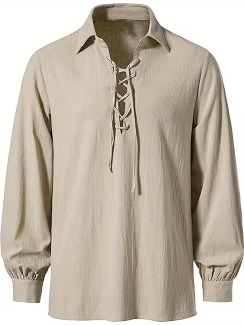 Kemeja Tunik Pria Bergaya Rena - Medieval Gothic Lace Up Pirate Shirt ulasan dan harga