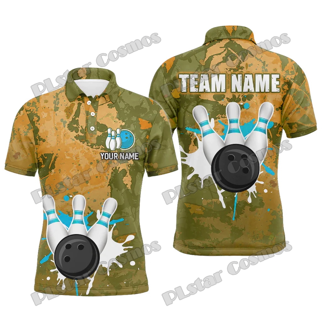 Kaos Polo Pria Cetak 3D dengan - Short Sleeve Bowling Shirt Retro ulasan dan harga