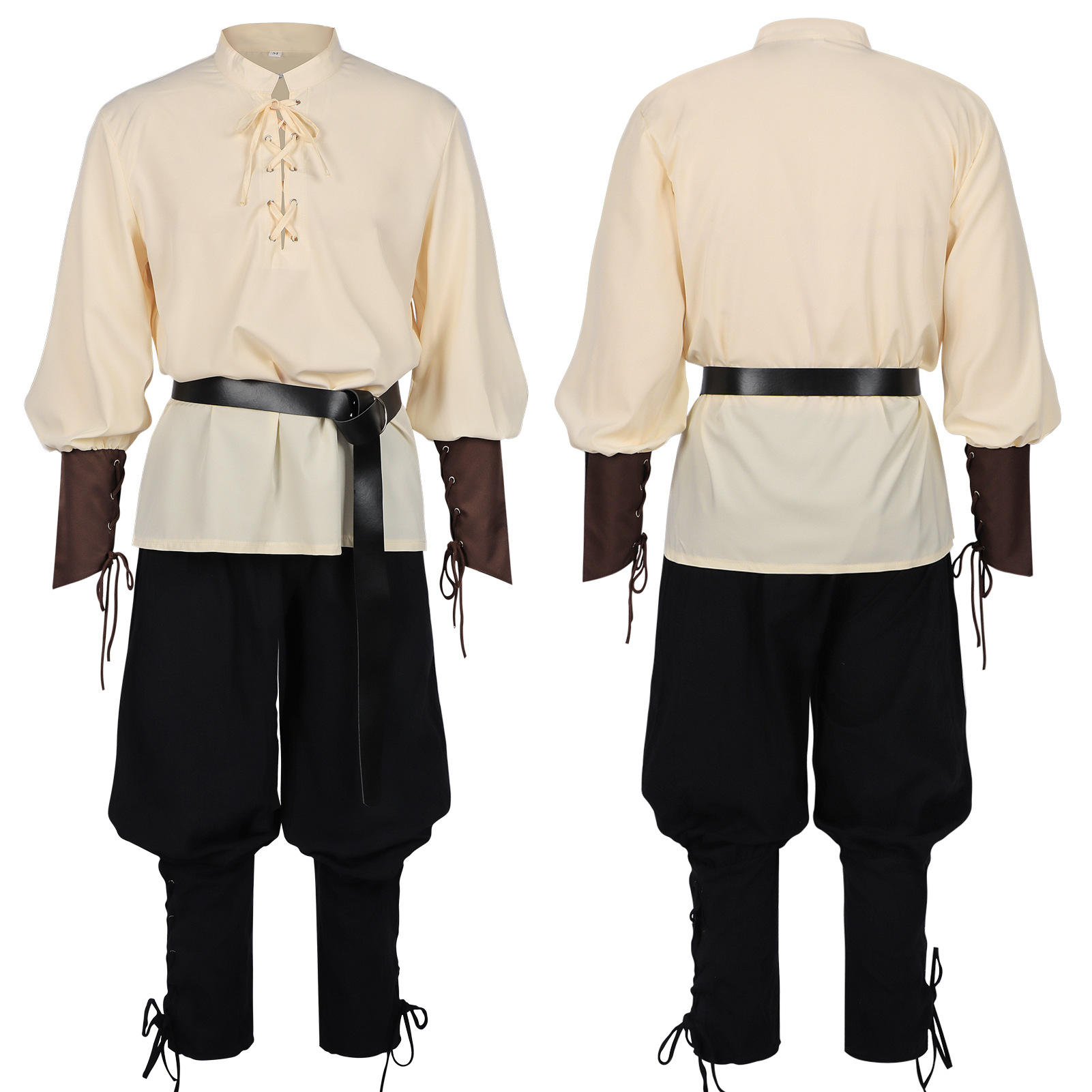 Kemeja LARP Abad Pertengahan P - Medieval Gothic Lace Up Pirate Shirt ulasan dan harga