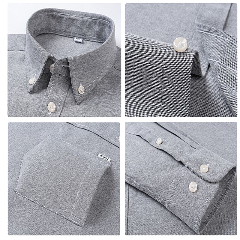 Kemeja Kasual Lengan Panjang W - Oxford Cotton Casual Shirt Business ulasan dan harga