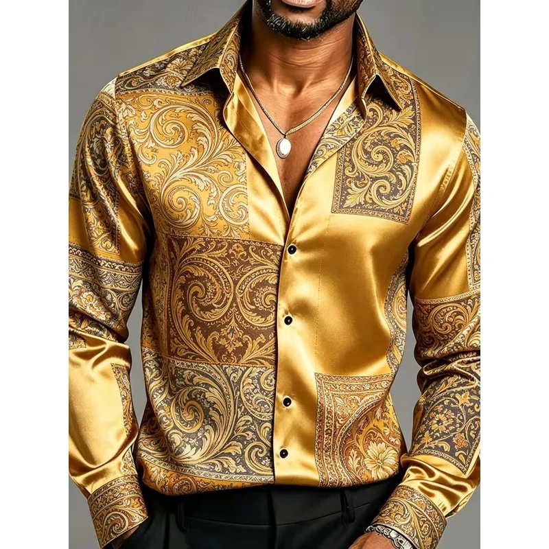 Kemeja Pria Lengan Panjang Sat - Mens Satin Silk Dress Shirt ulasan dan harga