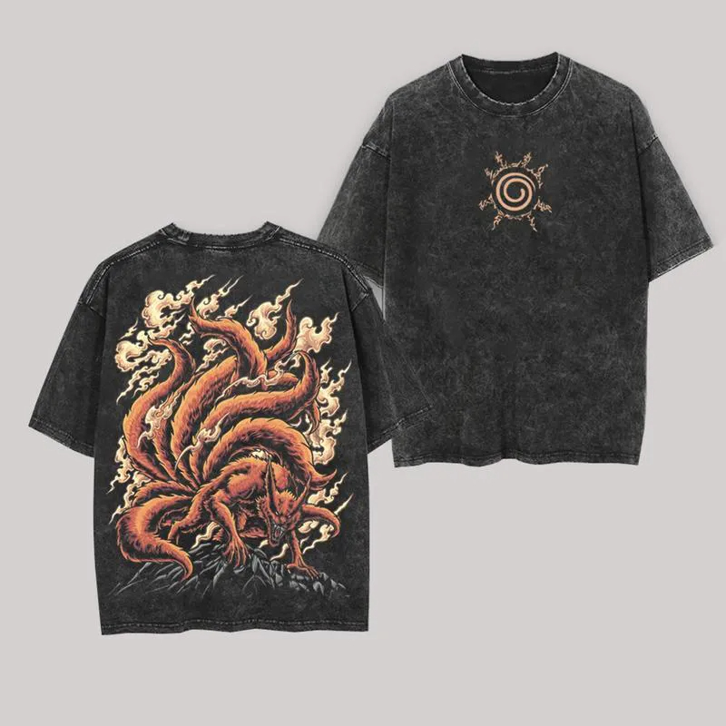 Kaus Kurama Kyuubi Naruto Vint - Acid Wash Vintage Graphic T Shirt ulasan dan harga