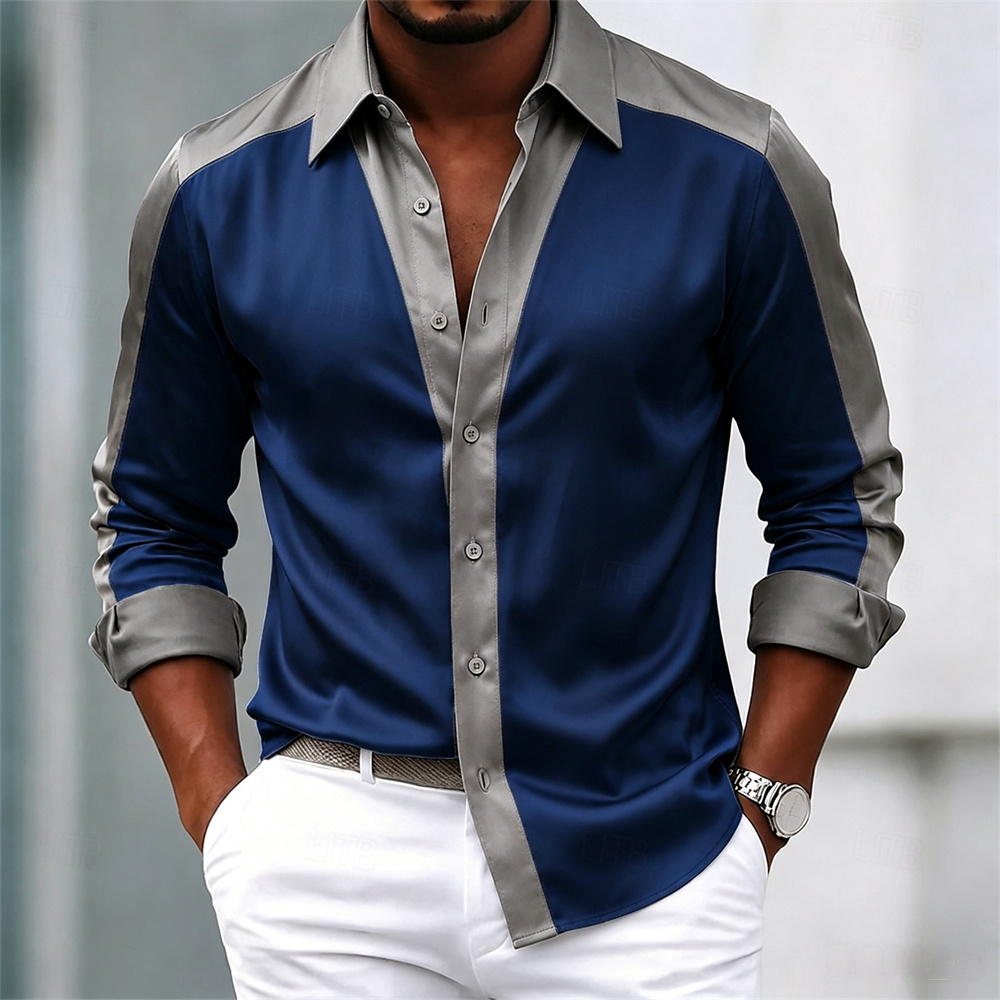 Kemeja pria, kemeja satin, kem - Mens Satin Silk Dress Shirt ulasan dan harga