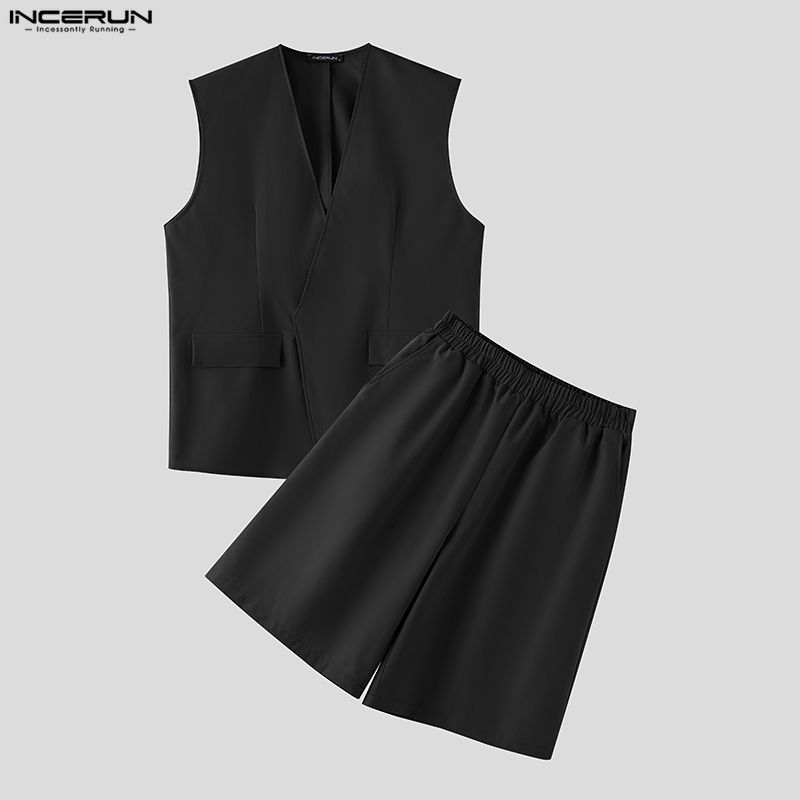 INCERUN Set Pria Warna Solid V - Jackets ulasan dan harga