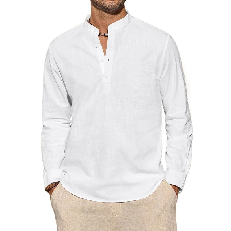 Kaos Lengan Panjang Pria Kasua - Mens Linen Shirt Long Sleeve ulasan dan harga