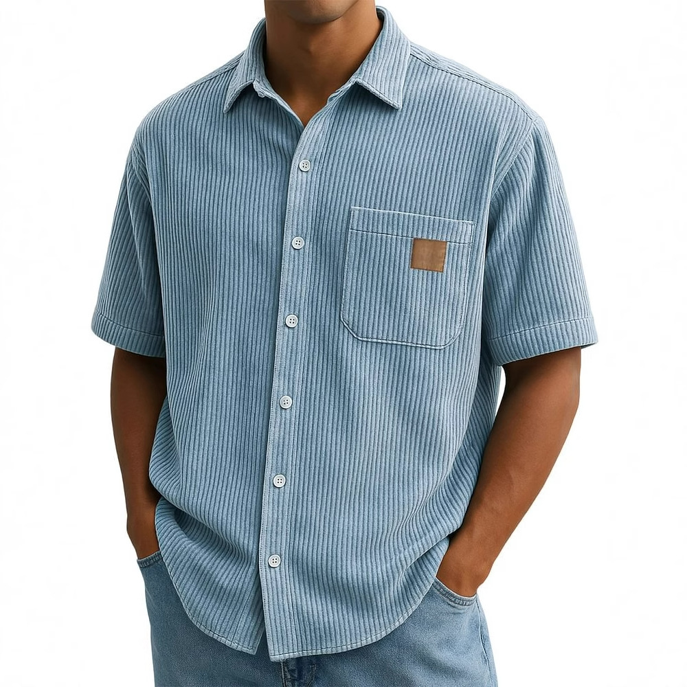 Kemeja Lengan Pendek Korduroi  - Corduroy Button Up Shirt Men ulasan dan harga