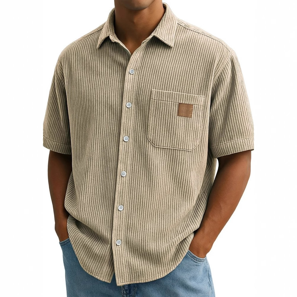 Kemeja Lengan Pendek Korduroi  - Corduroy Button Up Shirt Men ulasan dan harga